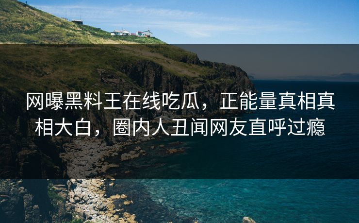网曝黑料王在线吃瓜，正能量真相真相大白，圈内人丑闻网友直呼过瘾