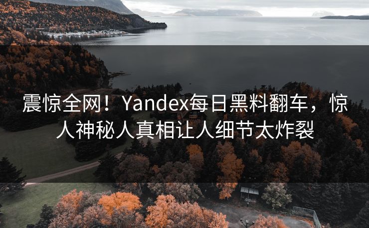 震惊全网！Yandex每日黑料翻车，惊人神秘人真相让人细节太炸裂