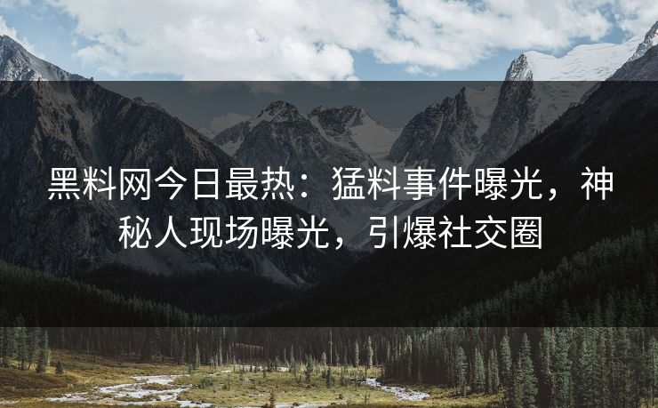 黑料网今日最热：猛料事件曝光，神秘人现场曝光，引爆社交圈
